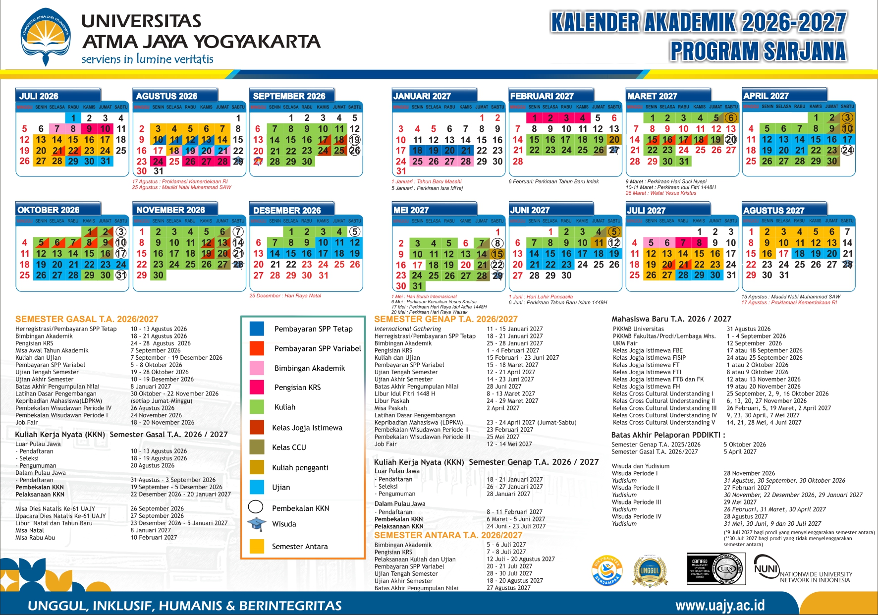 Kalender Akademik S1 TA 2026/2027